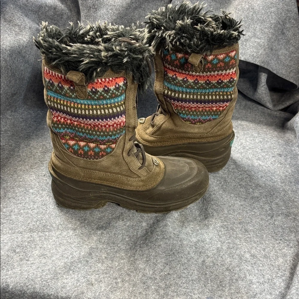 The North Face Shellista II Lace Up Boots Girls 3 Faux Fur Trim Nordic